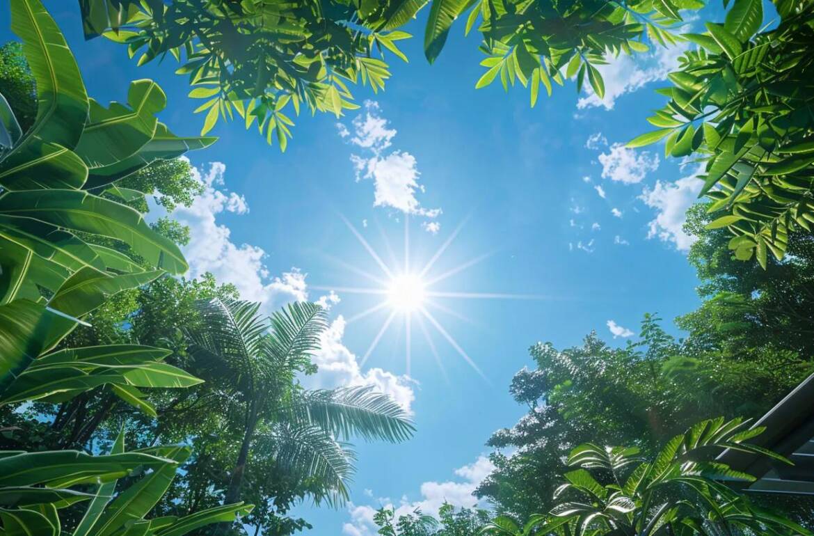 a radiant solar panel installation glistens under a bright blue sky, surrounded by lush greenery, symbolizing a sustainable and valuable home enhancement.
