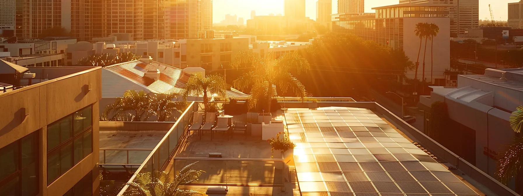 a picturesque orlando rooftop adorned with gleaming solar panels, bathed in warm sunlight, symbolizing the harmonious integration of renewable energy into modern home design. a picturesque orlando rooftop adorned with gleaming solar panels, bathed in warm sunlight, symbolizing the harmonious integration of renewable energy into modern home design.