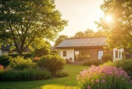 Residential home in Orlando with solar panels under clear blue skies