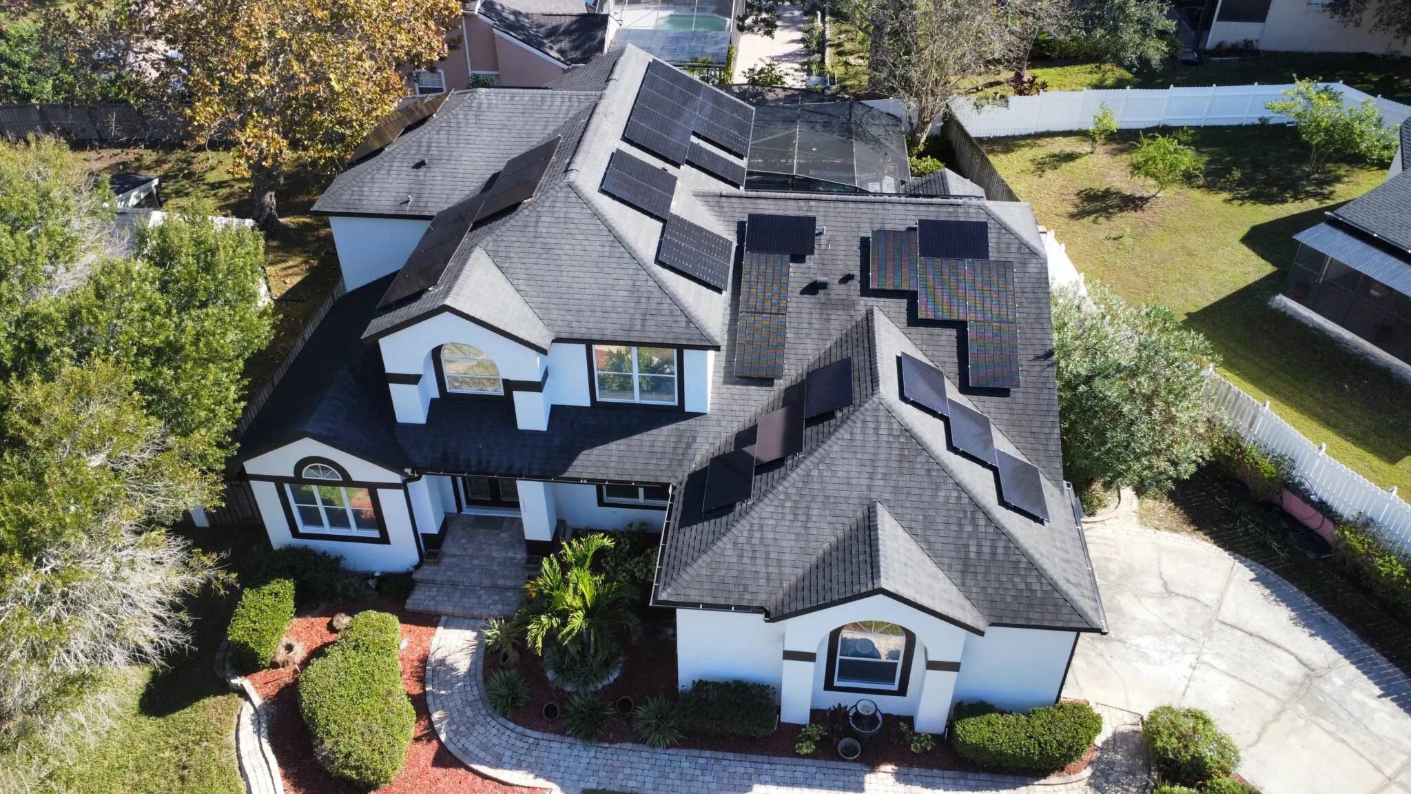 Residential solar panels showcasing benefits with a low electric meter